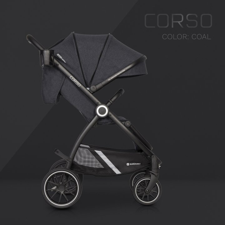 Euro-Cart Carucior pentru nou-nascut Corso cu cadru din aluminiu Coal