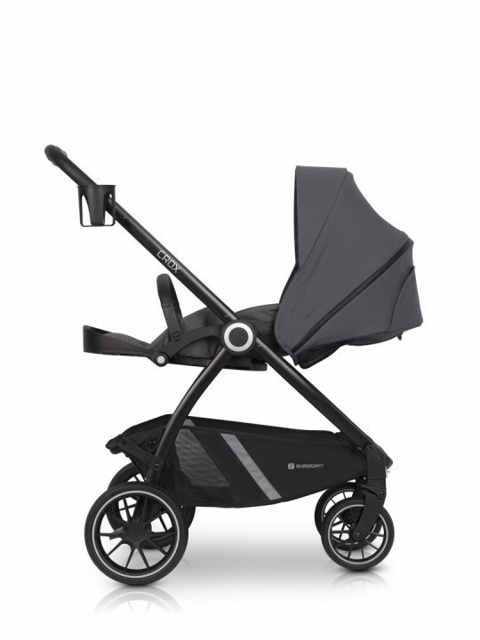 Euro-Cart Carucior pentru nou nascut Crox cu cadrul de aluminiu pliere compacta scaun reversibil cu 3 nivele de ajustare a spatarului capotina si husa de picioruse roti cu suspensii pana la 22 kg Iron