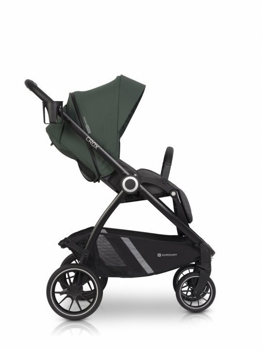 Euro-Cart Carucior pentru nou nascut Crox cu cadrul de aluminiu pliere compacta scaun reversibil cu 3 nivele de ajustare a spatarului capotina si husa de picioruse roti cu suspensii pana la 22 kg Jungle