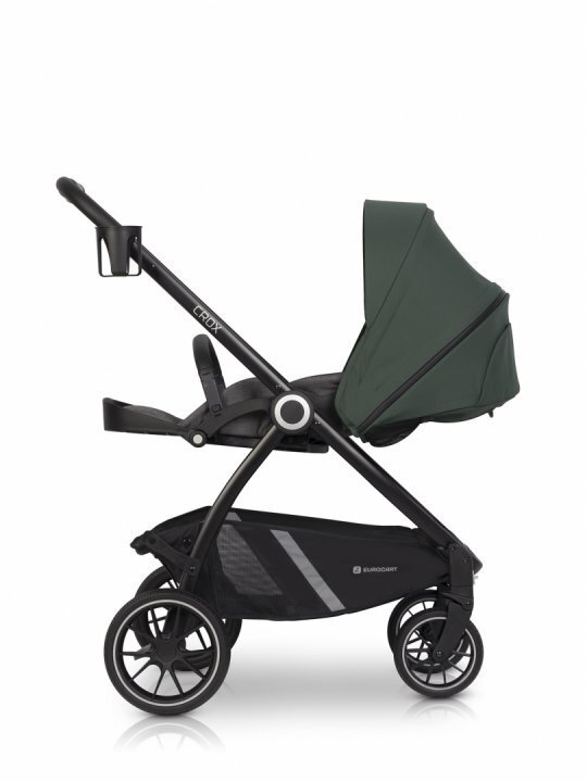 Euro-Cart Carucior pentru nou nascut Crox cu cadrul de aluminiu pliere compacta scaun reversibil cu 3 nivele de ajustare a spatarului capotina si husa de picioruse roti cu suspensii pana la 22 kg Jungle