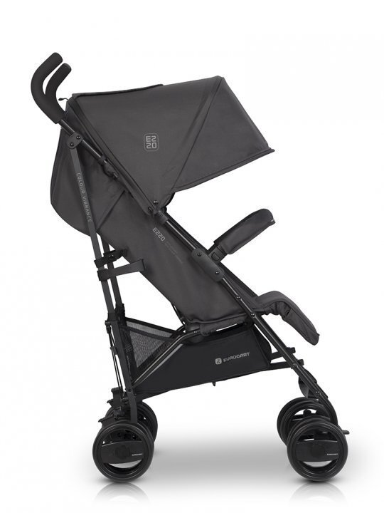 Euro-Cart Carucior sport Euro Cart Ezzo cu pliere tip umbrela pozitie de somn si parasolar XXL Iron spatar reglabil in 3 pozitii dotat cu husa de picioare roti cu suspensii