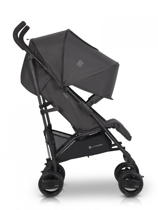 Euro-Cart Carucior sport Euro Cart Ezzo cu pliere tip umbrela pozitie de somn si parasolar XXL Iron spatar reglabil in 3 pozitii dotat cu husa de picioare roti cu suspensii