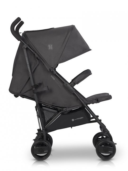Euro-Cart Carucior sport Euro Cart Ezzo cu pliere tip umbrela pozitie de somn si parasolar XXL Iron spatar reglabil in 3 pozitii dotat cu husa de picioare roti cu suspensii