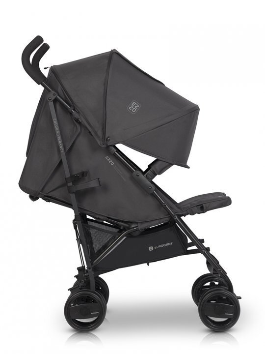 Euro-Cart Carucior sport Euro Cart Ezzo cu pliere tip umbrela pozitie de somn si parasolar XXL Iron spatar reglabil in 3 pozitii dotat cu husa de picioare roti cu suspensii