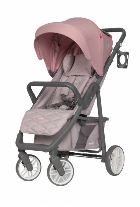 Euro-Cart Carucior sport Flex Powder pink cadru de aluminiu roti cu suspensii spatar reglabil in 3 pozitii suport pentru biberon accesorii incluse