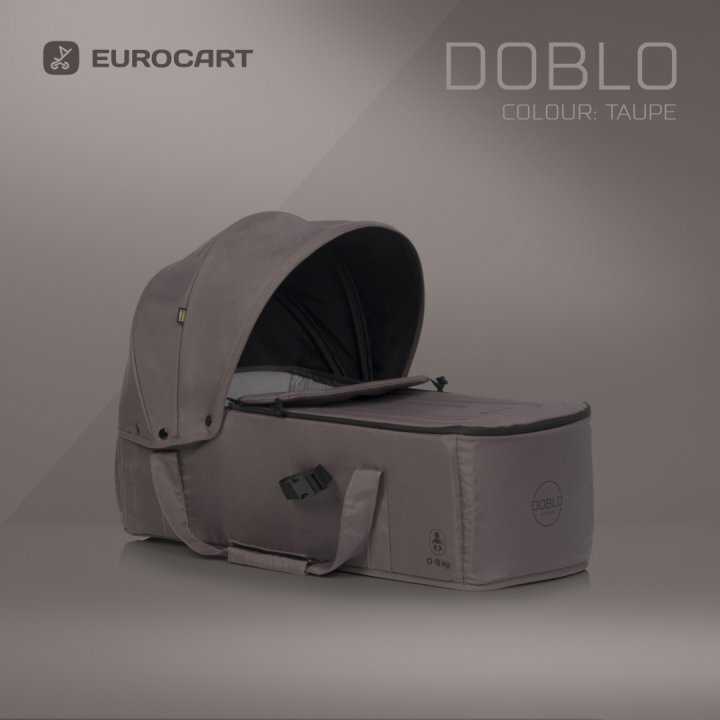 Euro-Cart Cosulet port bebe tip landou Euro Cart Doblo CarryMe cu intaritura cu manere pentru transport husa de picioruse si capotina dimensiune 72 x 30 x 21 cm Taupe