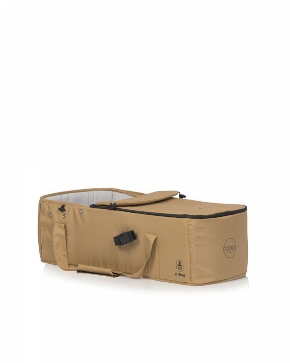 Euro-Cart Cosulet port bebe tip landou Euro Cart Doblo CarryMe cu intaritura manere pentru transport cu husa de picioruse si capotina dimensiune 72 x 30 x 21 cm Camel