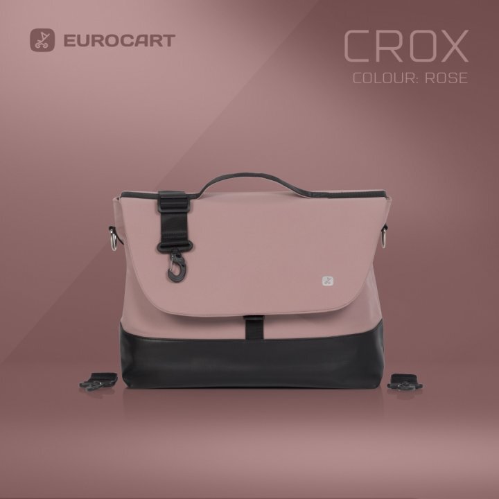 Euro-Cart Geanta multifunctionala pentru mamici Euro Cart compatibila carucioarelor Corso si Crox cu un compartiment si buzunare impermeabila si complet rigida dimensiune 44 x 27 x 14 cm Rose