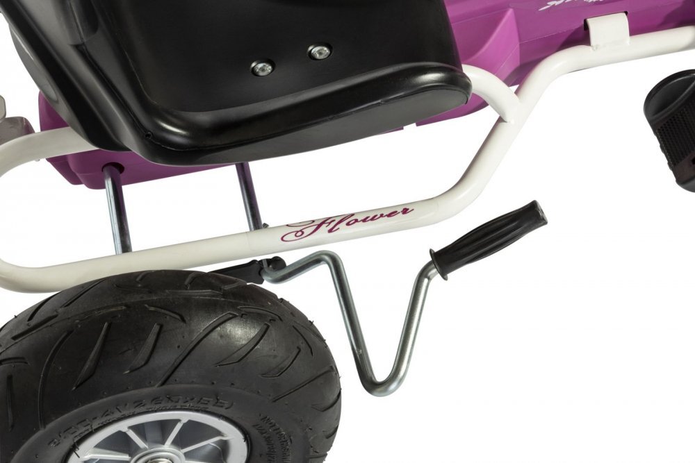 Ferbedo Kart Air Runner Flower alb scaun ajustabil functie free-wheel roti pneumatice frana de mana volan cu sunete 102 X 60 X h64 cm