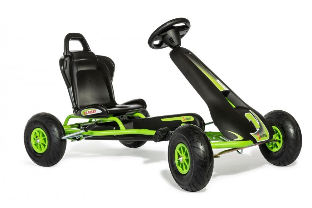 Ferbedo Kart AR8G Air Racer verde scaun ajustabil functie free-wheel roti pneumatice cu rulmenti frana de mana volan cu sunete 111 X 72 X h66 cm