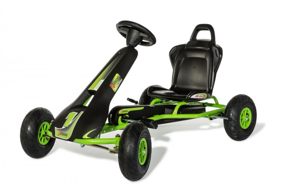 Ferbedo Kart AR8G Air Racer verde scaun ajustabil functie free-wheel roti pneumatice cu rulmenti frana de mana volan cu sunete 111 X 72 X h66 cm