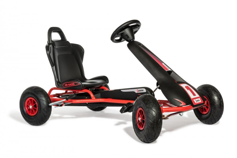 Ferbedo Kart AR8R Air Racer rosu scaun ajustabil functie free-wheel roti pneumatice cu rulmenti frana de mana volan cu sunete 111 X 72 X h66 cm