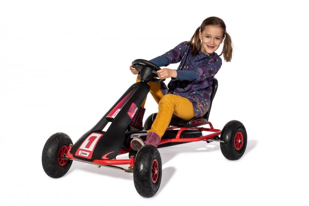 Ferbedo Kart AR8R Air Racer rosu scaun ajustabil functie free-wheel roti pneumatice cu rulmenti frana de mana volan cu sunete 111 X 72 X h66 cm