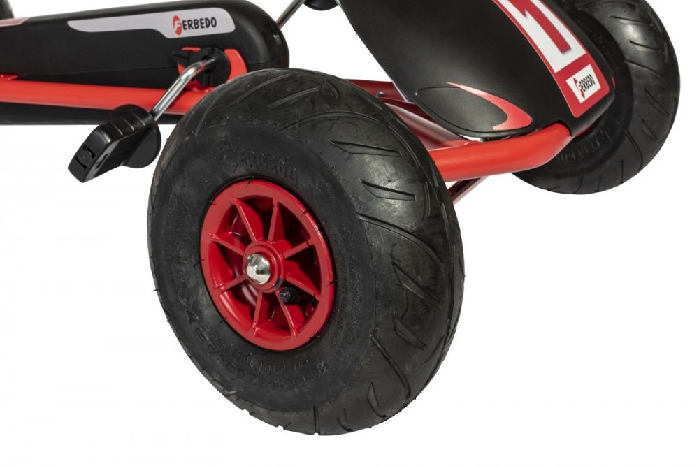 Ferbedo Kart AR8R Air Racer rosu scaun ajustabil functie free-wheel roti pneumatice cu rulmenti frana de mana volan cu sunete 111 X 72 X h66 cm