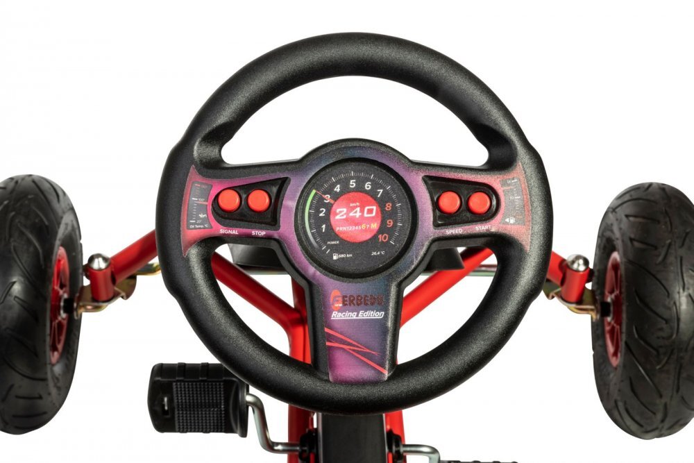 Ferbedo Kart AR8R Air Racer rosu scaun ajustabil functie free-wheel roti pneumatice cu rulmenti frana de mana volan cu sunete 111 X 72 X h66 cm