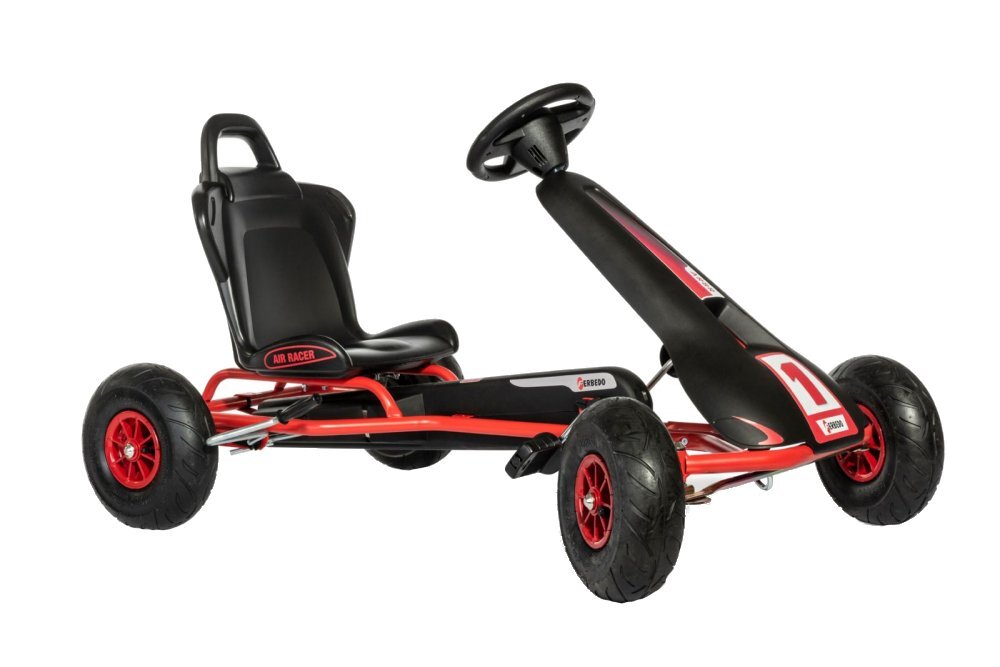 Ferbedo Kart AR8R Air Racer rosu scaun ajustabil functie free-wheel roti pneumatice cu rulmenti frana de mana volan cu sunete 111 X 72 X h66 cm