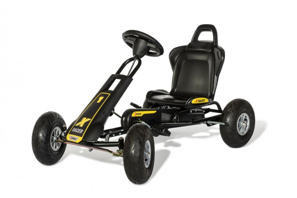 Ferbedo Kart ATX Air Racer negru scaun ajustabil functie free-wheel roti pneumatice frana de mana volan cu sunete 102 X 60 X h64 cm