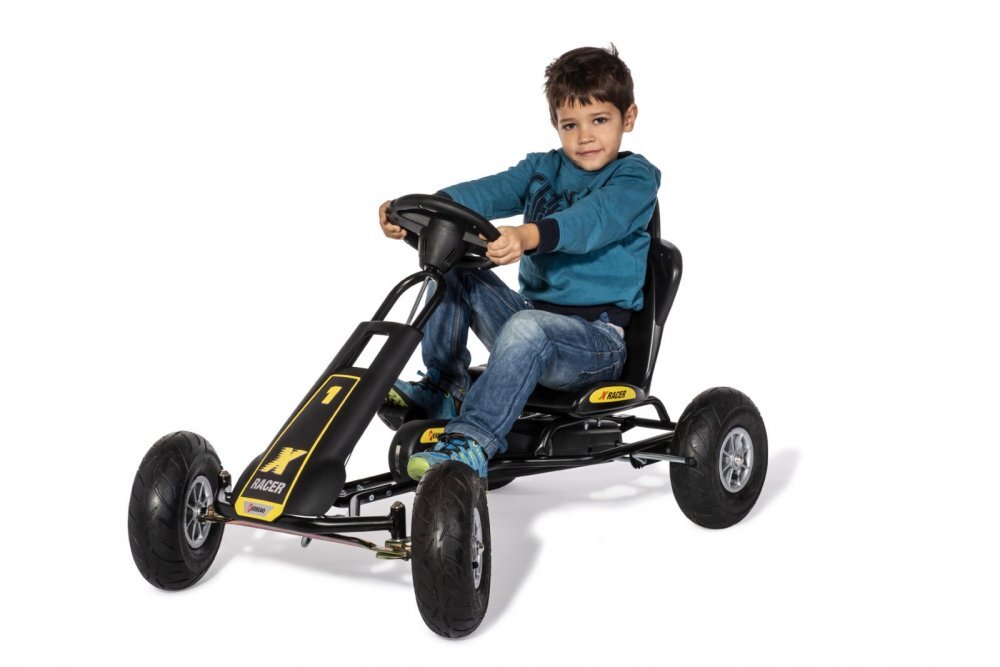 Ferbedo Kart ATX Air Racer negru scaun ajustabil functie free-wheel roti pneumatice frana de mana volan cu sunete 102 X 60 X h64 cm