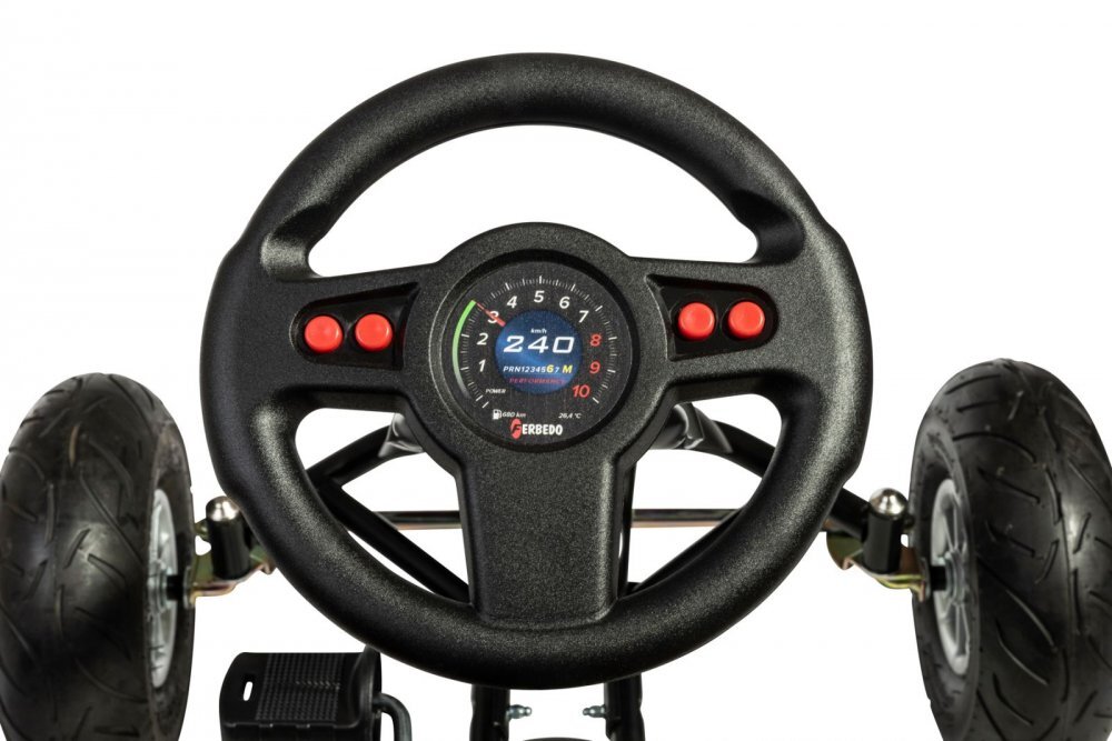 Ferbedo Kart ATX Air Racer negru scaun ajustabil functie free-wheel roti pneumatice frana de mana volan cu sunete 102 X 60 X h64 cm