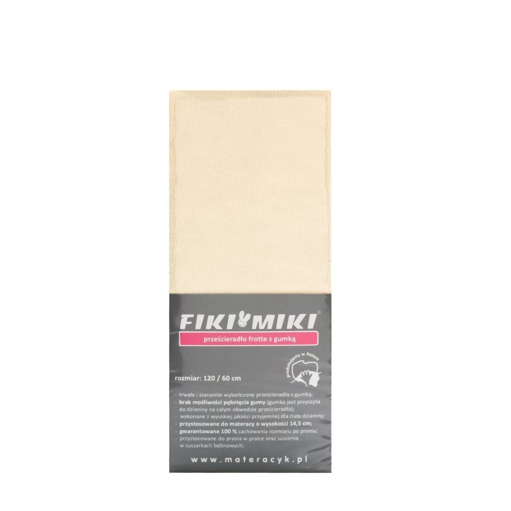 Fiki Miki Cearceaf cu elastic din frotir bej 120x60 cm