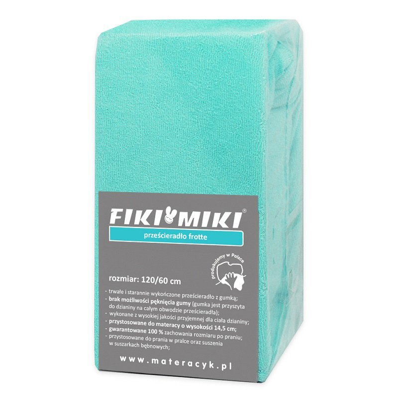 Fiki Miki Cearsaf cu elastic din frotir menta 120x60 cm