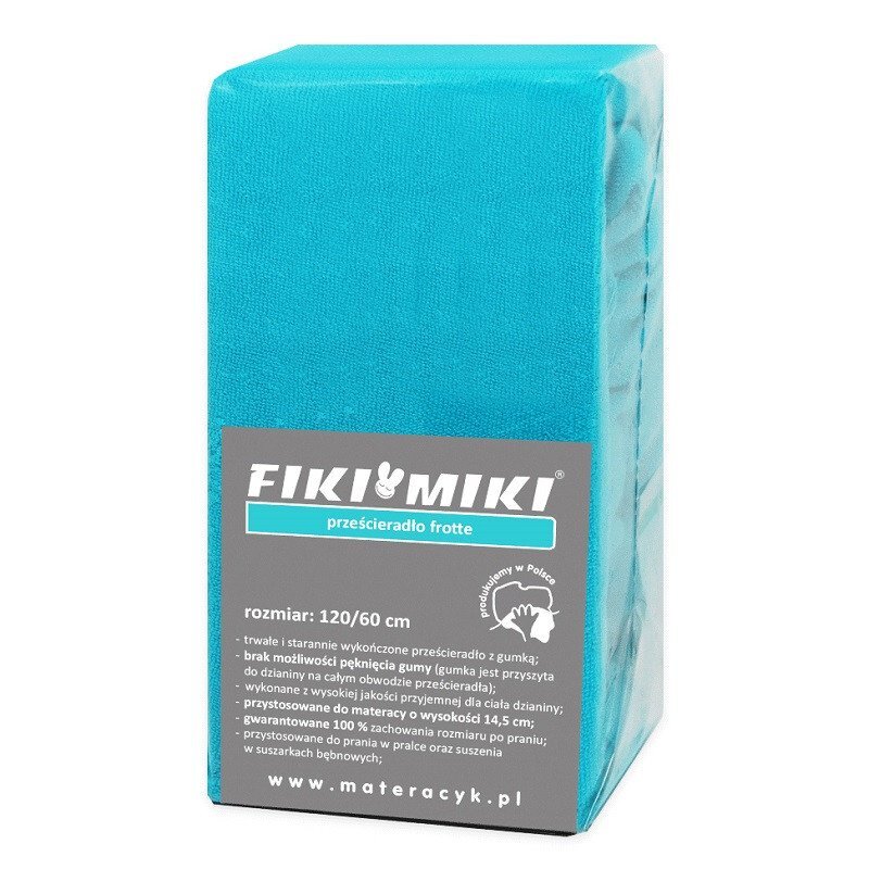 Fiki Miki Cearsaf cu elastic din frotir turcoaz 120x60 cm
