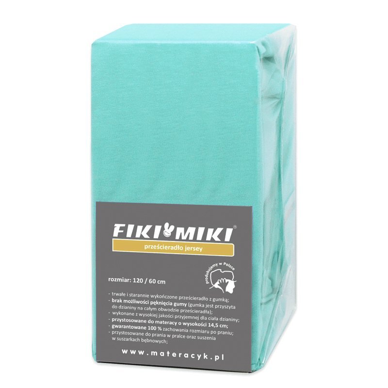 Fiki Miki Cearsaf cu elastic jerse din bumbac menta 120x60 cm
