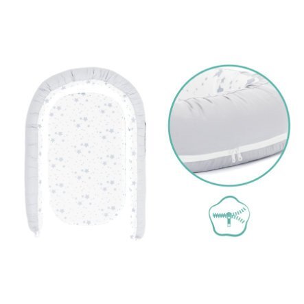 FILLIKID Baby nest culcus saltea si protectie de pat detasabila 90x40 cm grey star