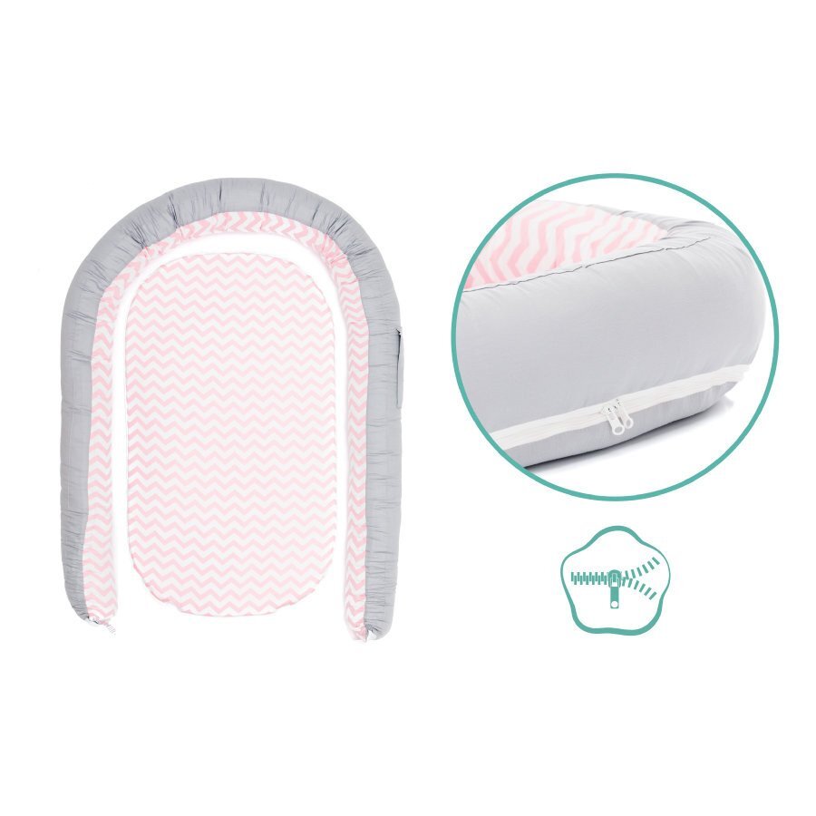 FILLIKID Baby nest culcus saltea si protectie de pat detasabila 90x40 cm pink