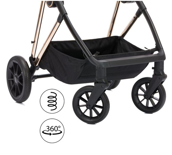 FILLIKID Carucior 2 in 1 pentru copii Fill Elix Black transformabil reversibil cu spatar reglabil si suspensii husa pentru picioare inclusa