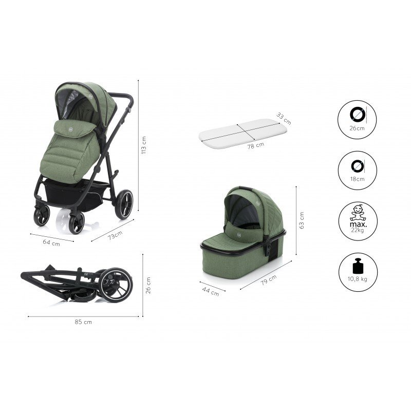 FILLIKID Carucior Jaguar 3 in 1 green melange i-Size
