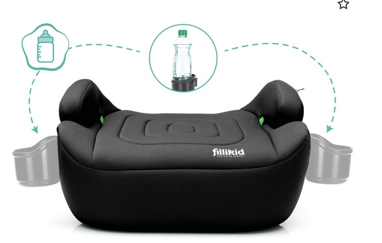 FILLIKID Inaltator auto cu isofix Luxe Flip black grupa 23 Fililikd cu suport integrat pentru sticle