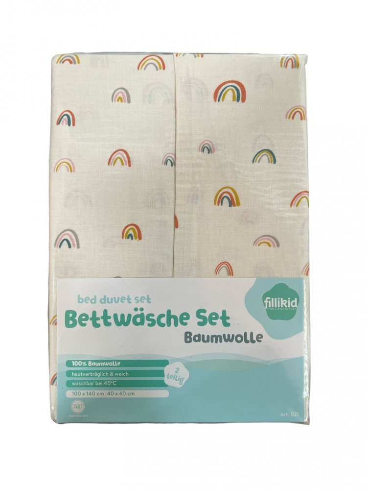 FILLIKID Lenjerie de pat 2 piese Rainbow bej