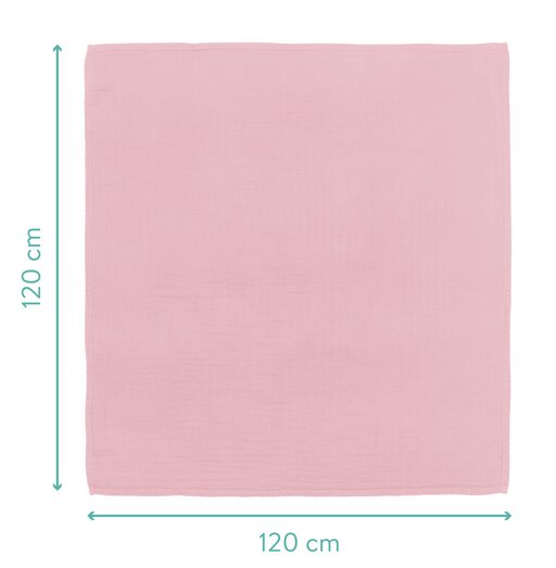 FILLIKID Muselina de infasat Swaddle Rose din bambus si bumbac 120x120 cm