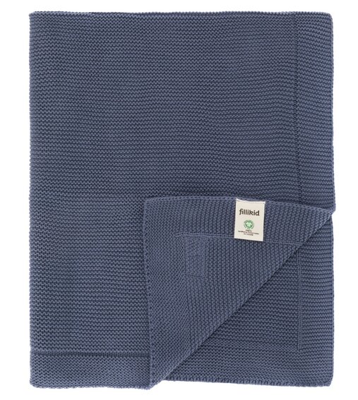 FILLIKID Patura tricotata din bumbac organic Blue 80x100 cm
