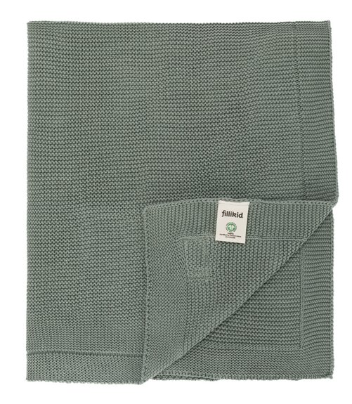 FILLIKID Patura tricotata din bumbac organic Green 80x100 cm