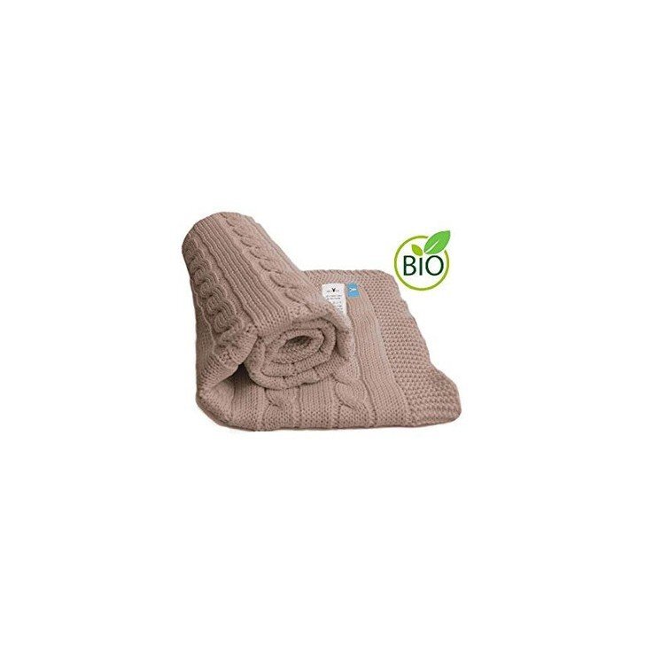FILLIKID Patura tricotata din bumbac organic Noa Taupe 70x90 cm