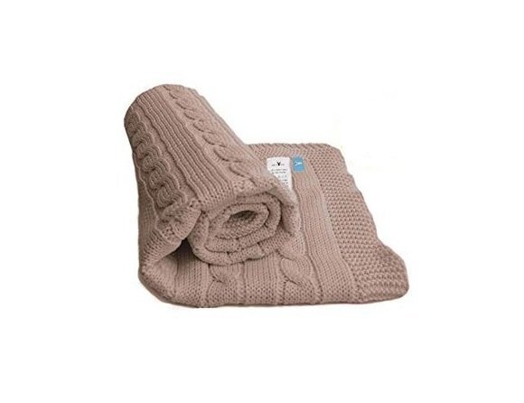FILLIKID Patura tricotata din bumbac organic Noa Taupe 70x90 cm