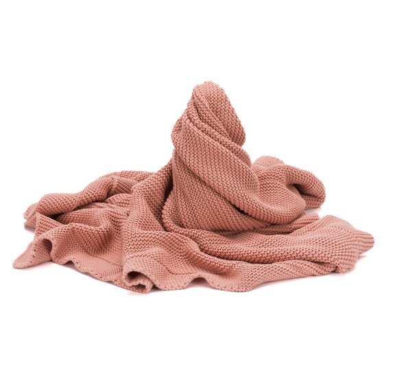 FILLIKID Patura tricotata din bumbac organic Rose 80x100 cm