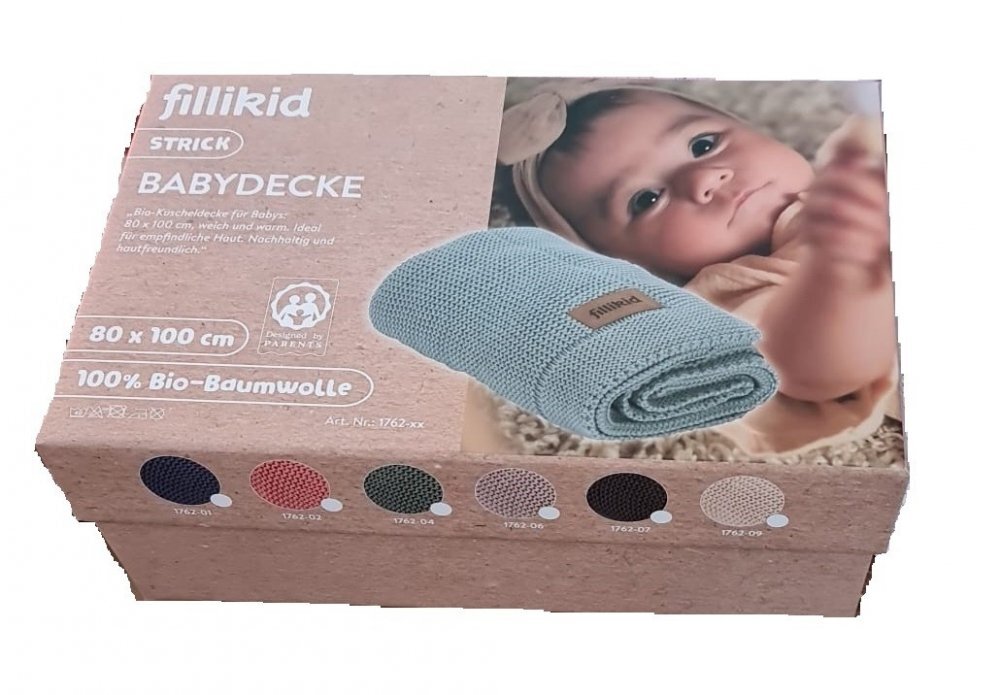 FILLIKID Patura tricotata din bumbac organic Rose 80x100 cm