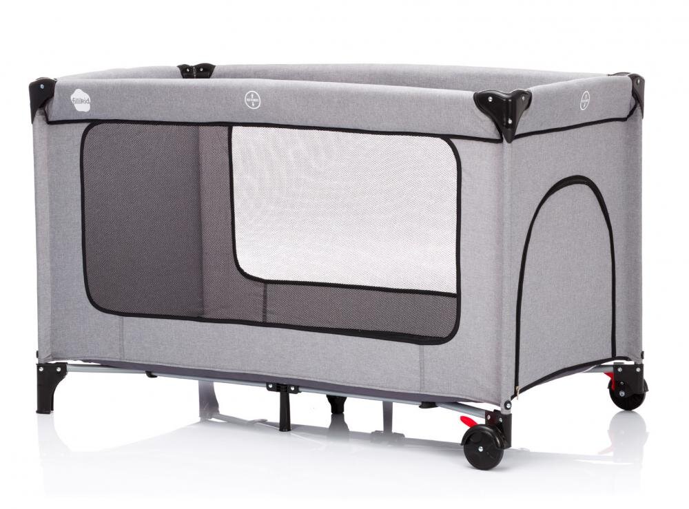 FILLIKID Patut pentru copii Standard Melange grey pliabil prevazut cu usita si roti dimensiuni 125x66x76 cm greutate maxim suportata 15 kg