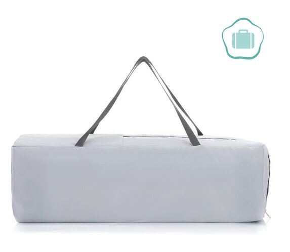 FILLIKID Patut pliabil pentru copii Capri Grey cu saltea de infasat organizator carusel muzical intrare laterala cu fermoar