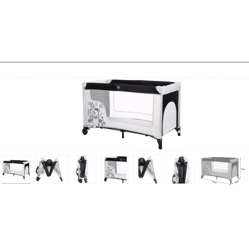 FILLIKID Patut standard Girafa grey pliabil roti usita cu fermoar saltea inclusa