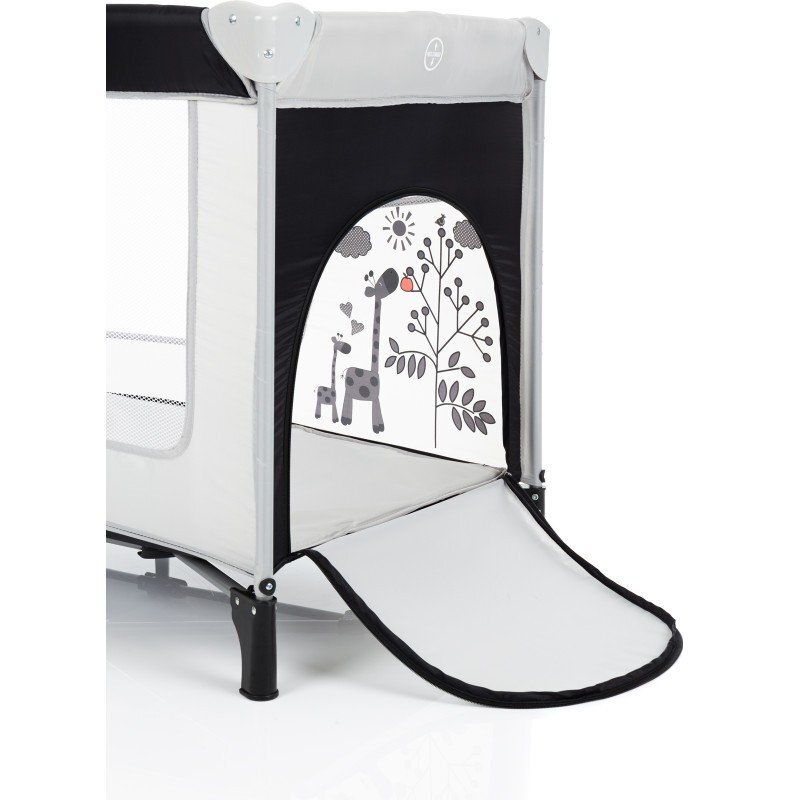 FILLIKID Patut standard Girafa grey pliabil roti usita cu fermoar saltea inclusa