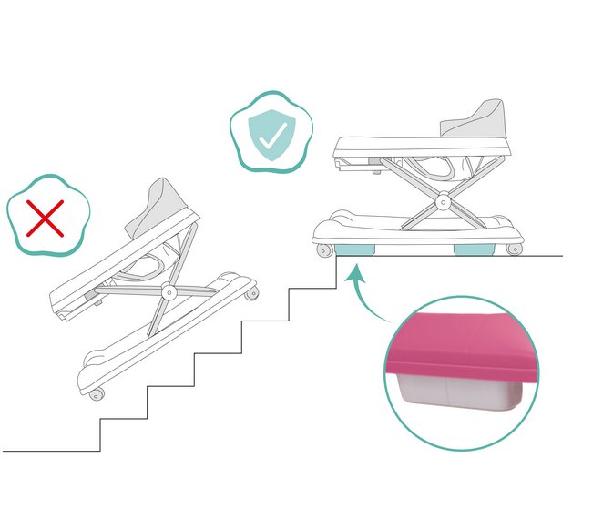 FILLIKID Premergator pentru copii Pink cu jucarie opritor de siguranta reglabil pe incaltime si pliabil