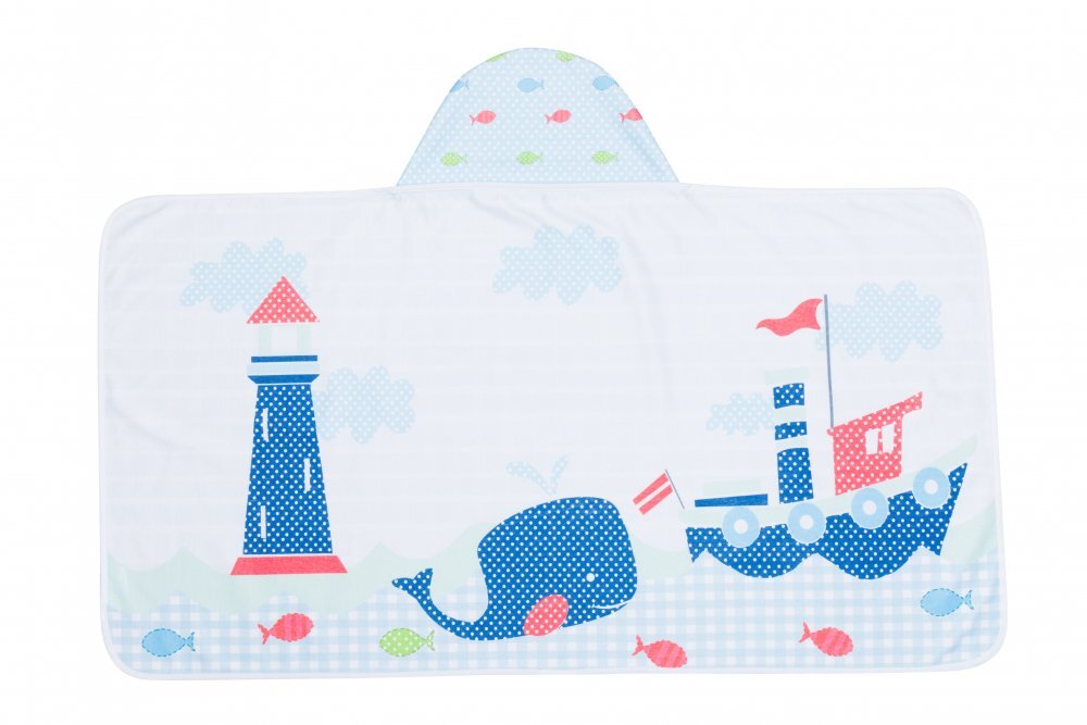 FILLIKID Prosop din bumbac cu capison balene 140x70cm