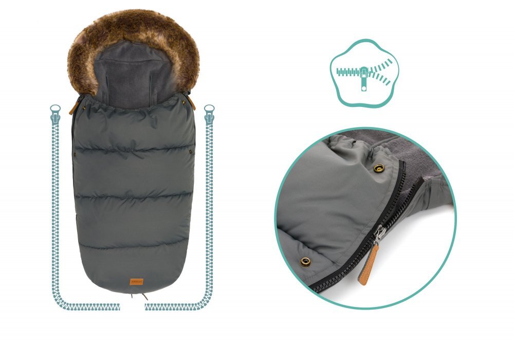 FILLIKID Sac de iarna cu guler blanita detasabil pentru carucior grey 100x50 cm