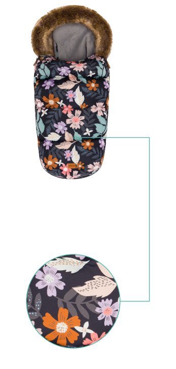 FILLIKID Sac de iarna cu guler blanita detasabil pentru carucior negru floral 100x50 cm