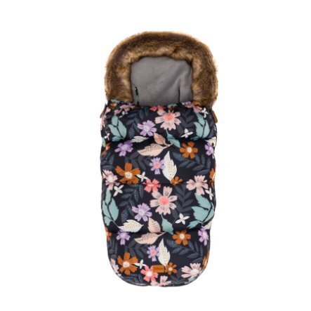 FILLIKID Sac de iarna cu guler blanita detasabil pentru carucior negru floral 100x50 cm
