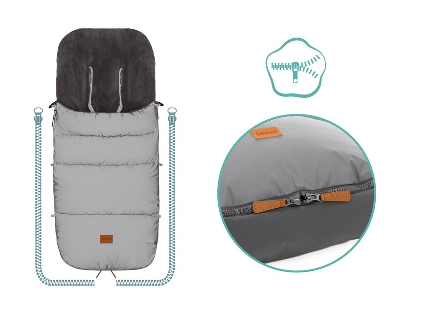 FILLIKID Sac de iarna reflectorizant pentru carucior Kinley silver